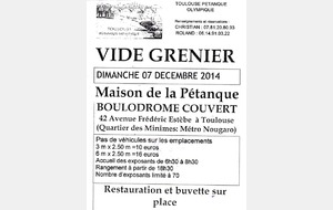 VIDE GRENIER du 7 DECEMBRE 2014